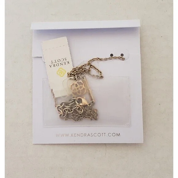NWT Kendra Scott 16"  Elisa Gold Pendant Necklace Rose Gold Drusy W Dust Bag - Picture 6 of 9